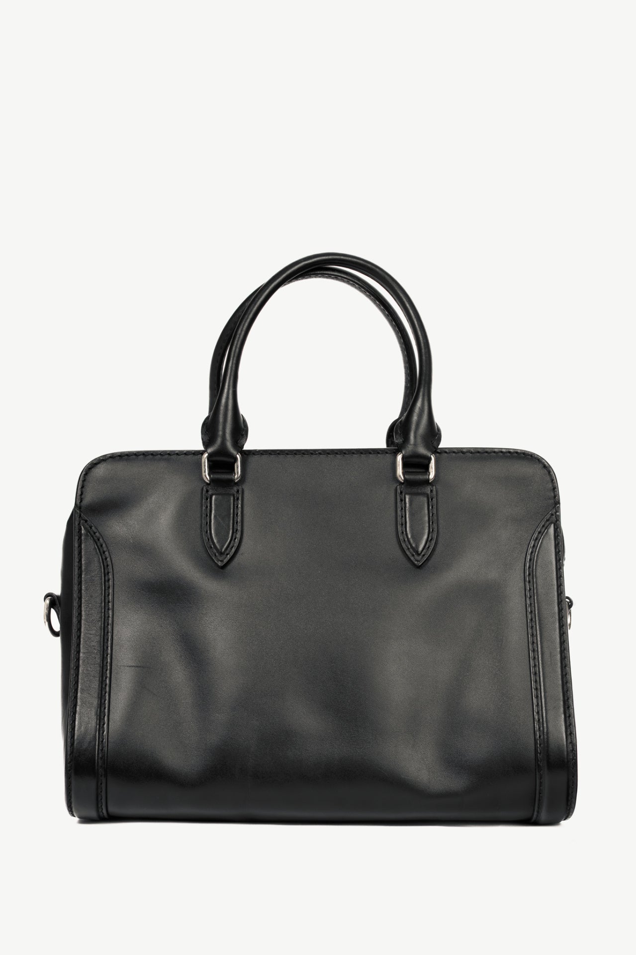 Alexander McQueen Medium Padlock Black Leather Studded Tote