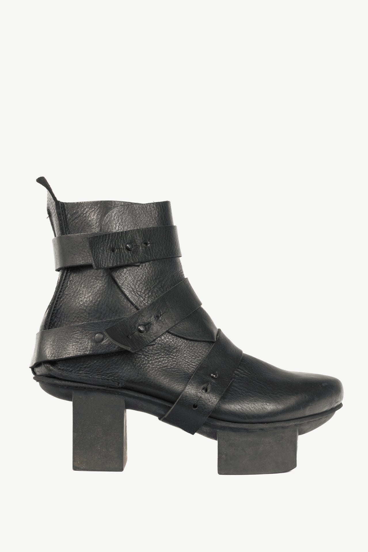 Trippen Free Black Strappy Geta Ankle Boots