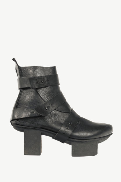 Trippen Free Black Strappy Geta Ankle Boots