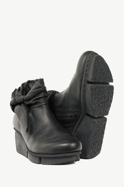 Trippen Tippet Black Bow Wedge Ankle Boots