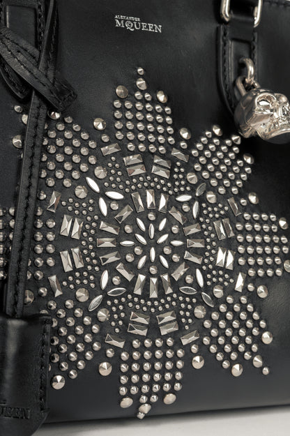 Alexander McQueen Medium Padlock Black Leather Studded Tote