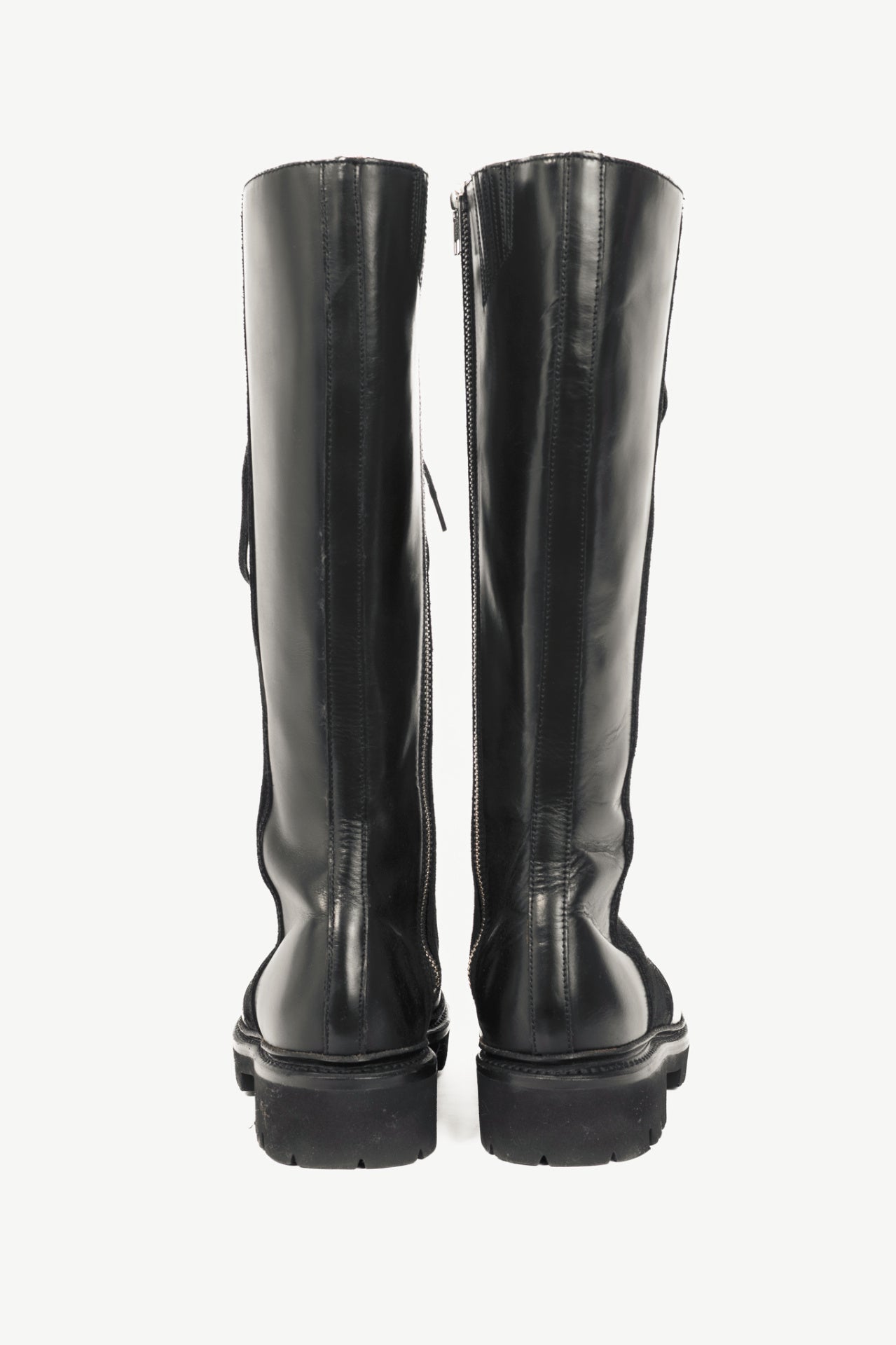 Grenson Nanette Black Colorado Leather & Suede Lace-Up Hi Boots