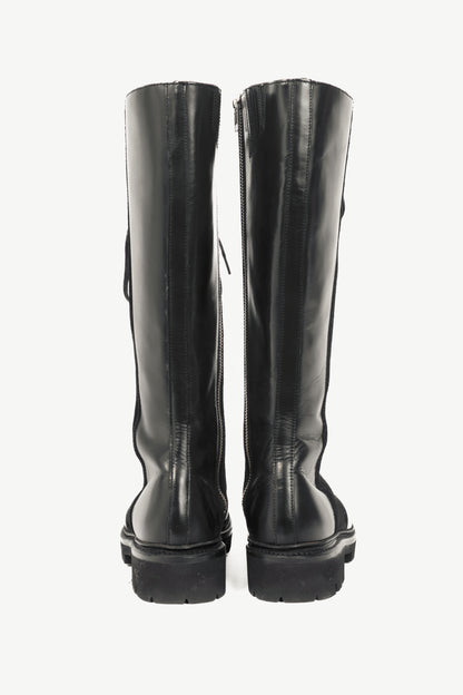 Grenson Nanette Black Colorado Leather & Suede Lace-Up Hi Boots