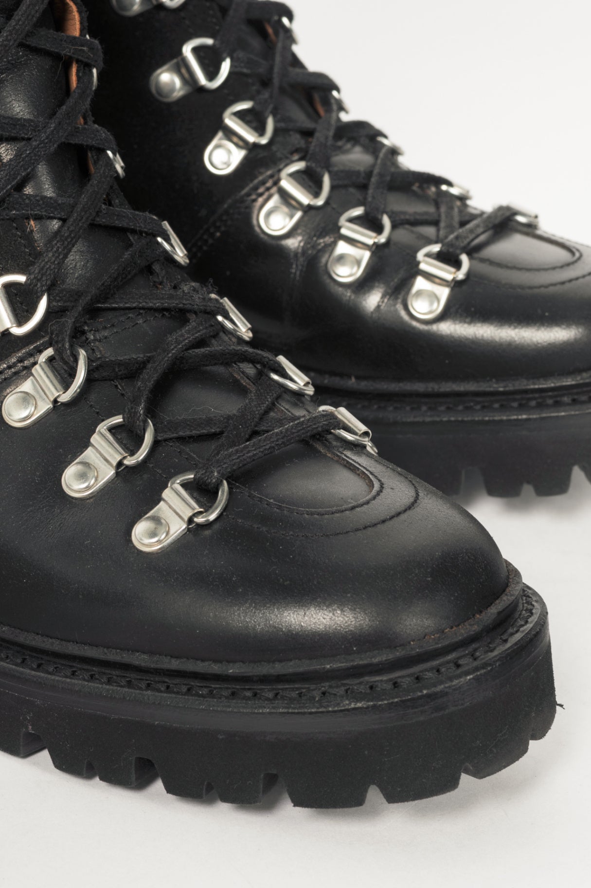 Grenson Nanette Black Colorado Leather & Suede Lace-Up Hi Boots