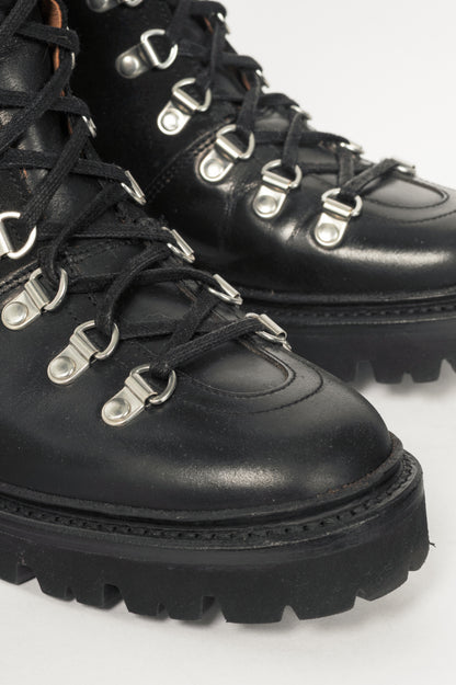 Grenson Nanette Black Colorado Leather & Suede Lace-Up Hi Boots