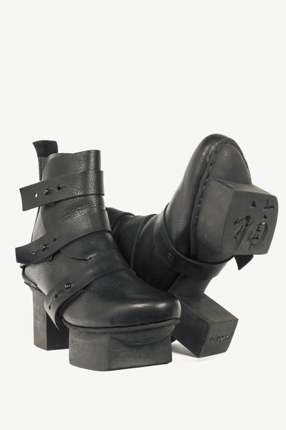 Trippen Free Black Strappy Geta Ankle Boots