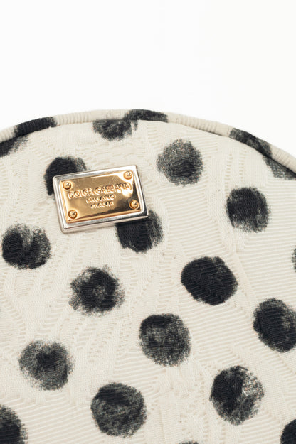 Dolce & Gabbana Glam Black & White Polka-Dot Circle Bag