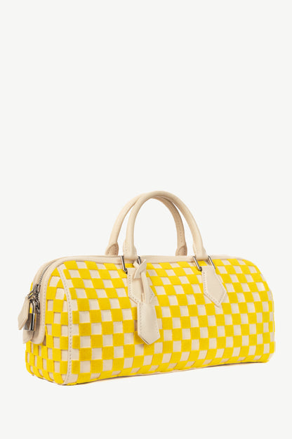 Louis Vuitton SS13 Runway Speedy East West Yellow Damier Cubic Handbag