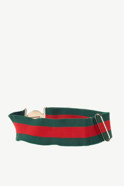 Gucci Web GG-Buckle Wide Stretch Belt