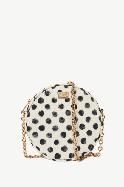 Dolce & Gabbana Glam Black & White Polka-Dot Circle Bag