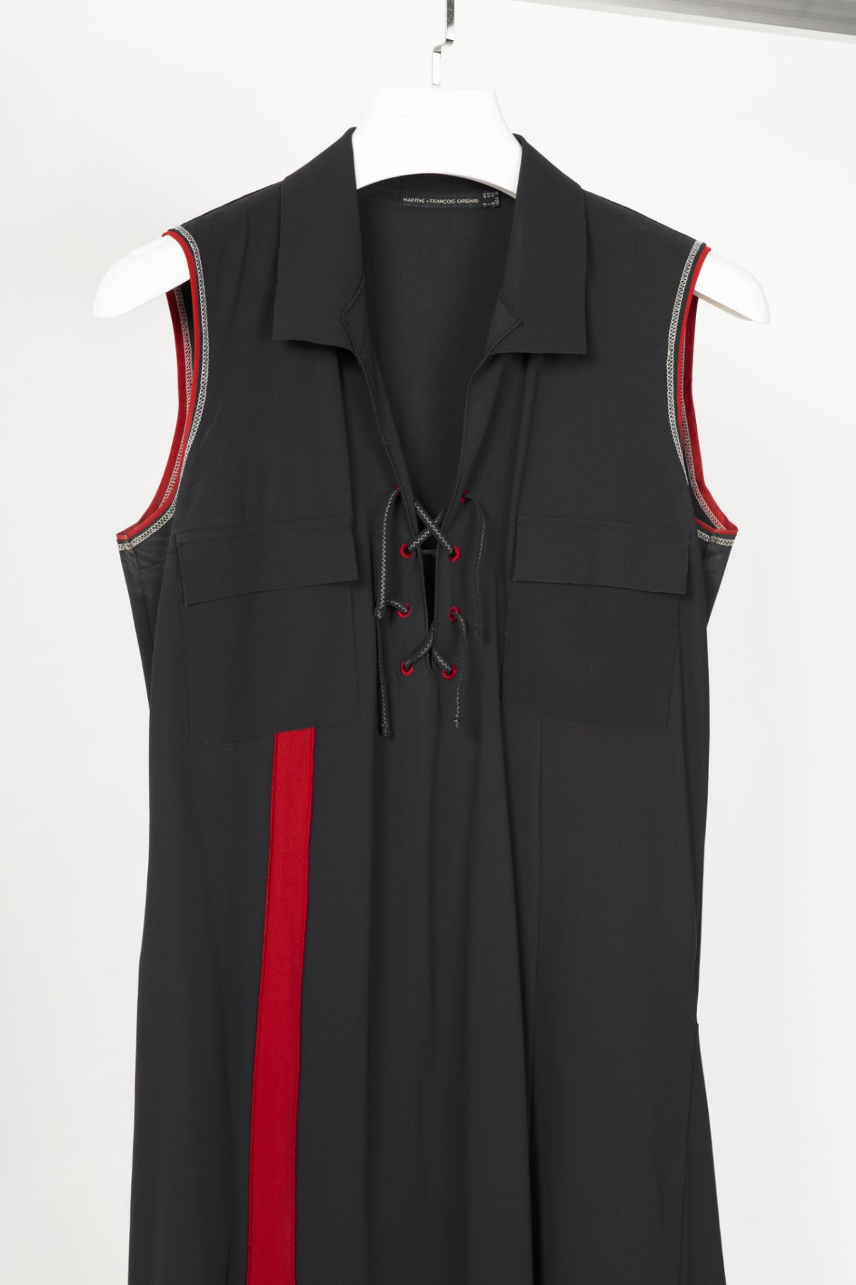 Marithe + Francois Girbaud Black Jersey Asymmetrical Lace-Up Dress