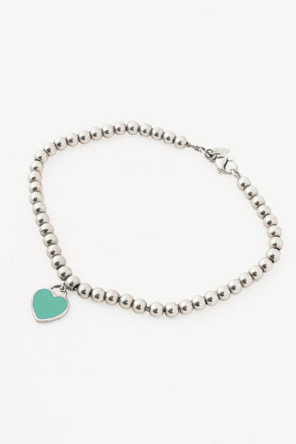 Tiffany & Co. Return to Tiffany Sterling Silver Heart Tag Beaded Bracelet