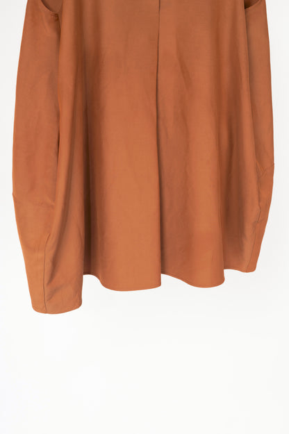 Co Rust Cotton-Blend Taffeta Collared Blouse