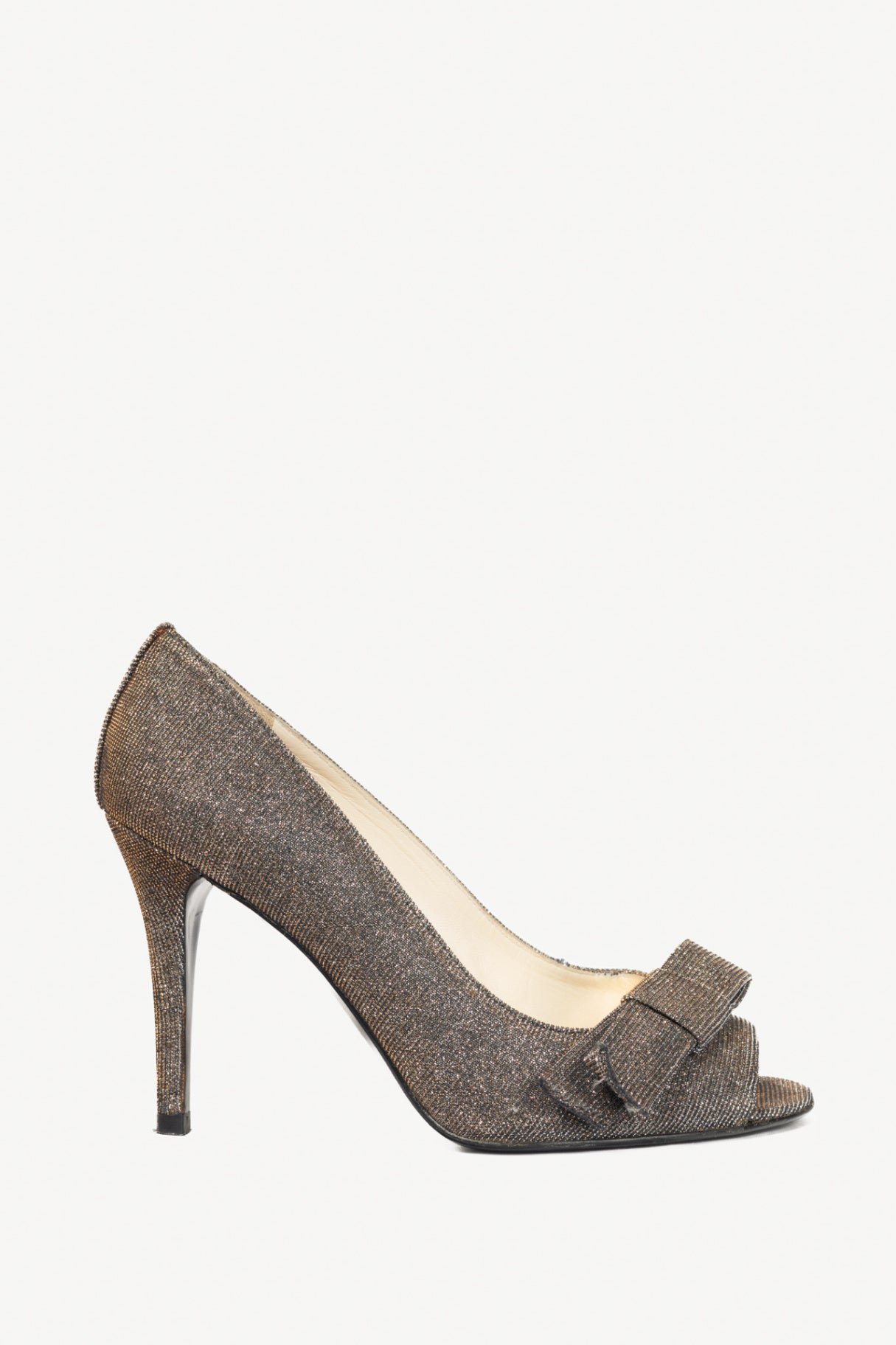 Stuart Weitzman Bowover Pyrite Nocturn Sparkly Bow Peep-Toe Pumps