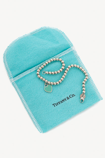 Tiffany & Co. Return to Tiffany Sterling Silver Heart Tag Beaded Bracelet