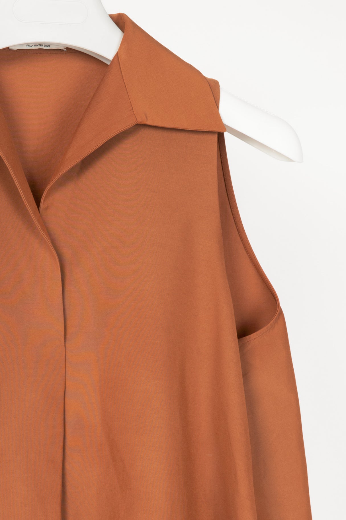 Co Rust Cotton-Blend Taffeta Collared Blouse