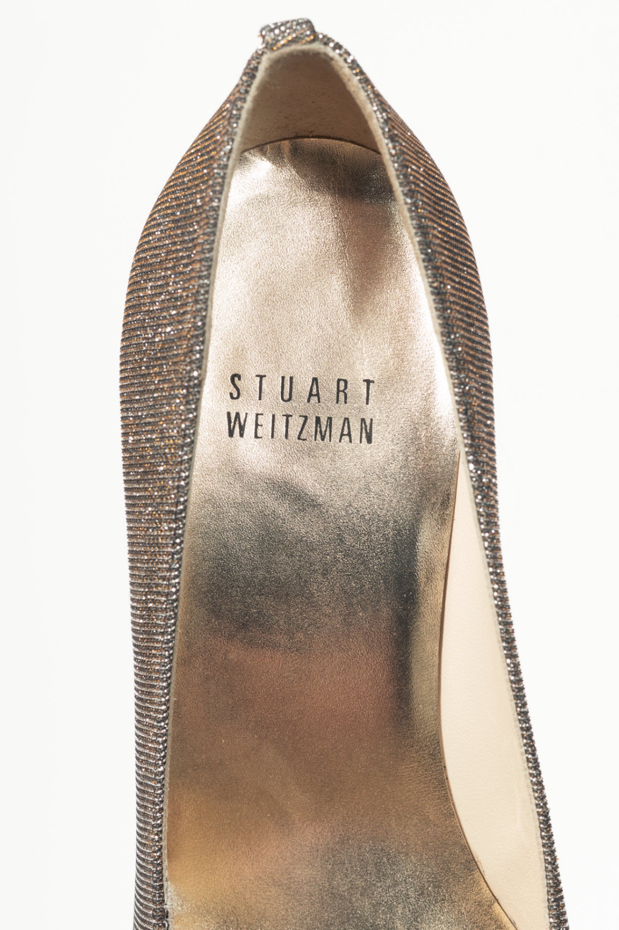 Stuart Weitzman Bowover Pyrite Nocturn Sparkly Bow Peep-Toe Pumps
