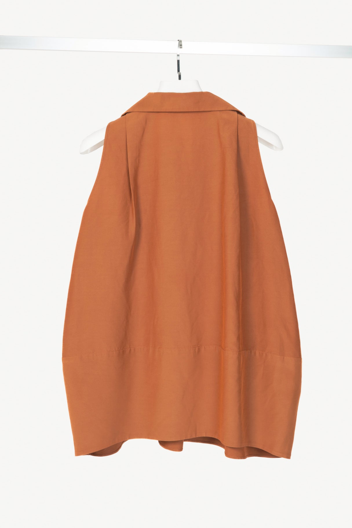 Co Rust Cotton-Blend Taffeta Collared Blouse