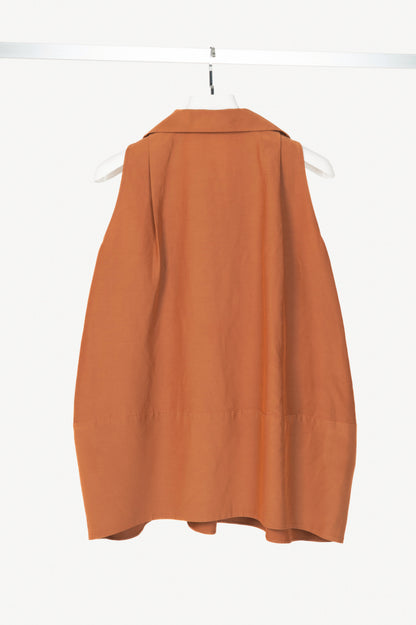 Co Rust Cotton-Blend Taffeta Collared Blouse