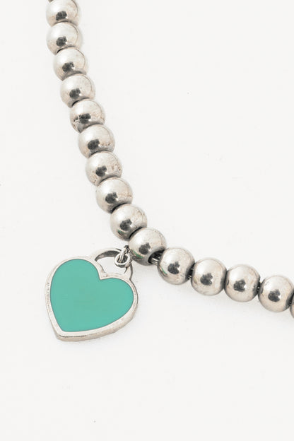 Tiffany & Co. Return to Tiffany Sterling Silver Heart Tag Beaded Bracelet