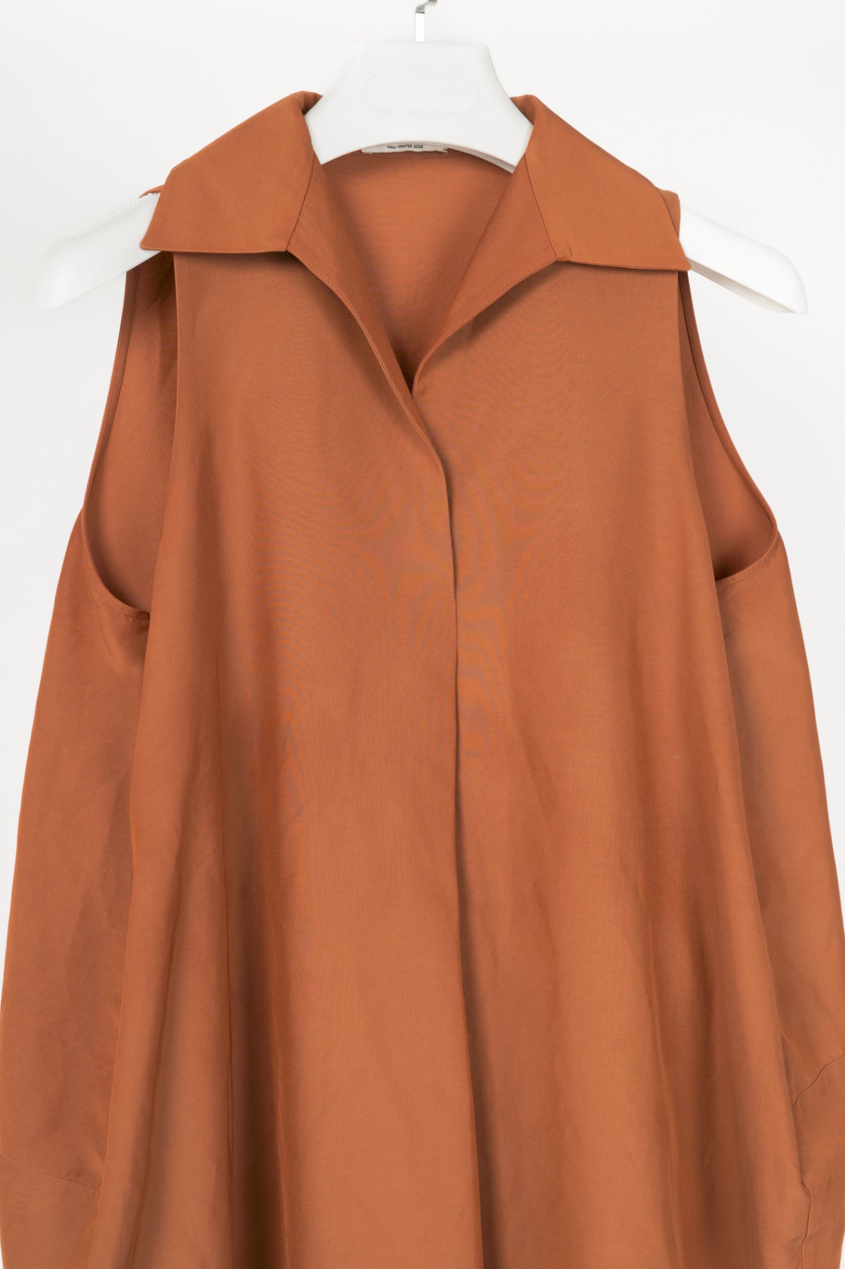 Co Rust Cotton-Blend Taffeta Collared Blouse
