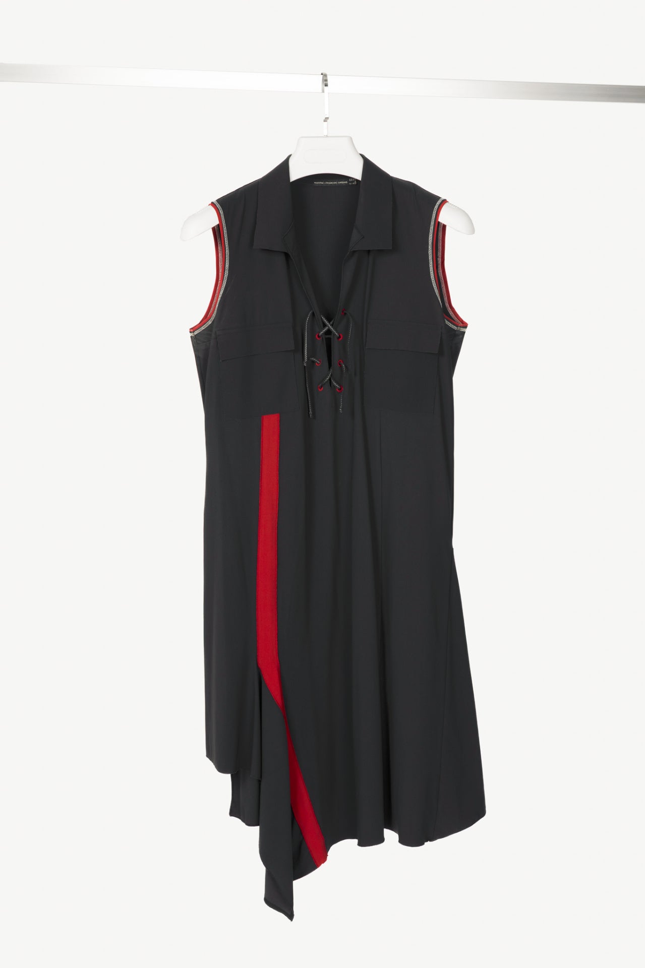 Marithe + Francois Girbaud Black Jersey Asymmetrical Lace-Up Dress