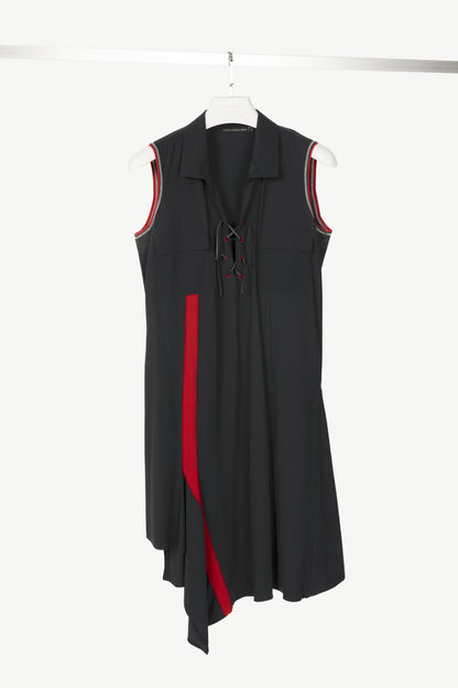 Marithe + Francois Girbaud Black Jersey Asymmetrical Lace-Up Dress