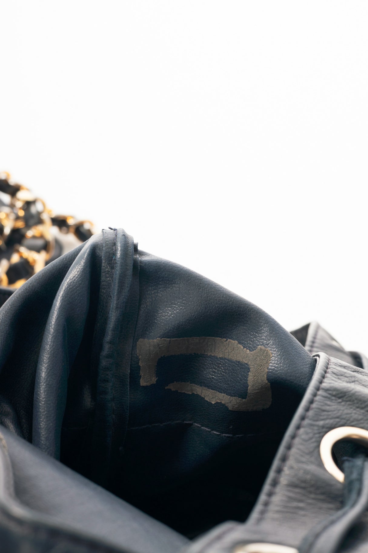 Chanel Vintage Navy Leather Quilted Bucket Bag