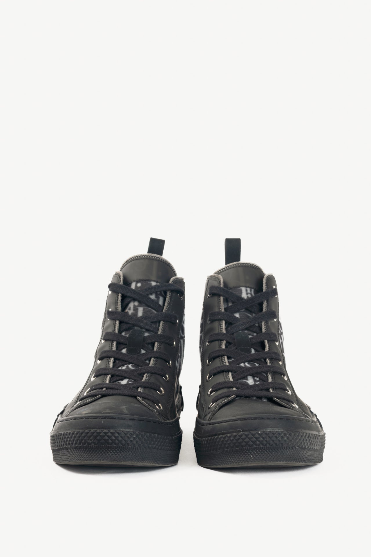 Christian Dior B23 Black Oblique-Canvas Lace-Up High-Top Sneakers