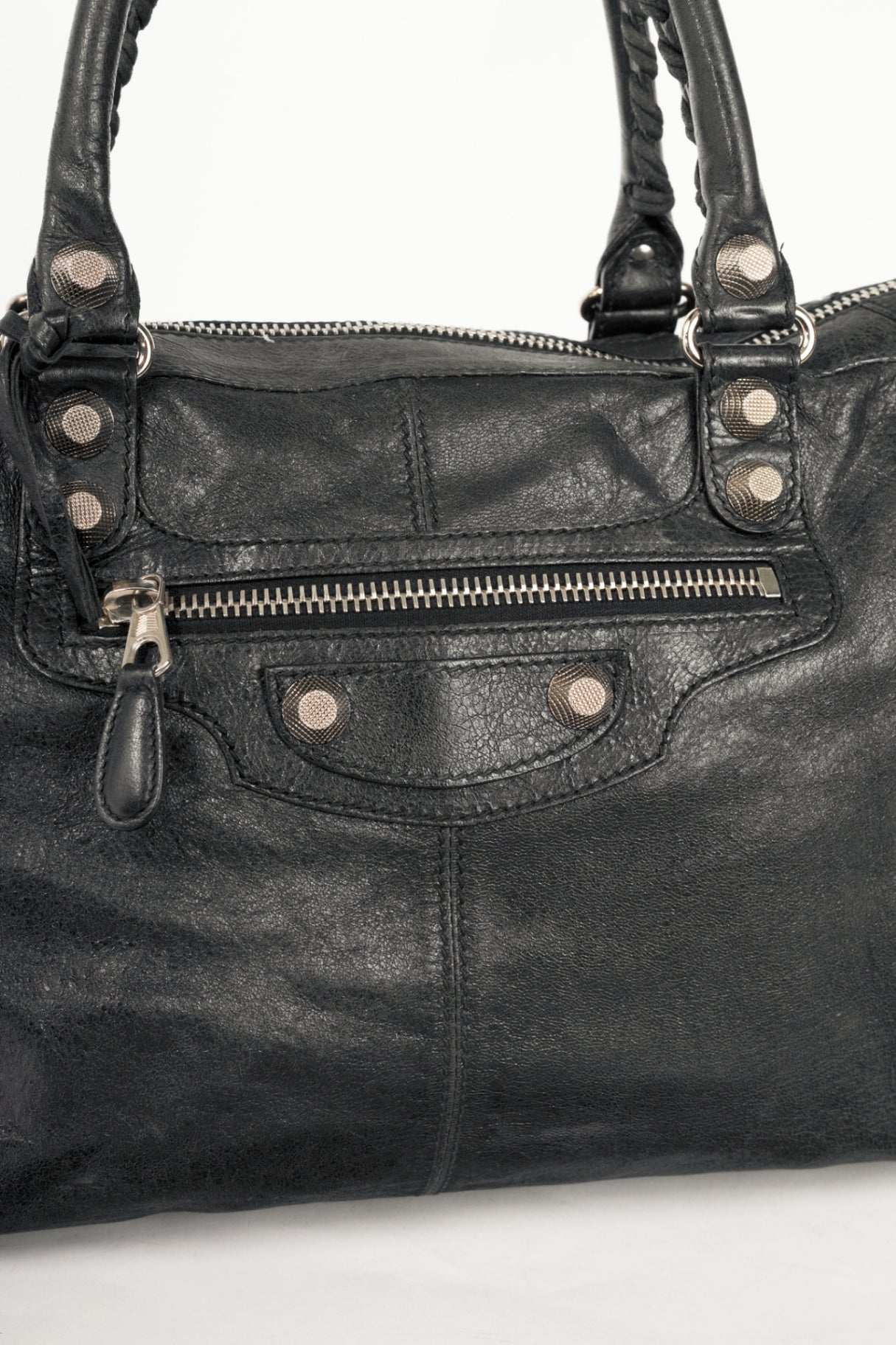 Balenciaga black giant stud moto city