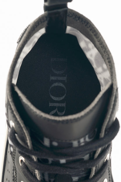 Christian Dior B23 Black Oblique-Canvas Lace-Up High-Top Sneakers