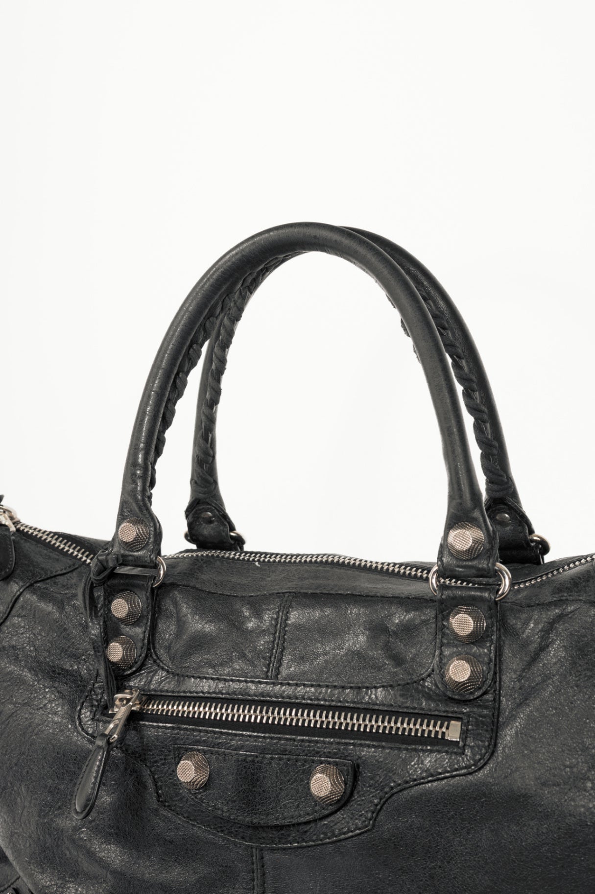 Balenciaga black giant stud moto city