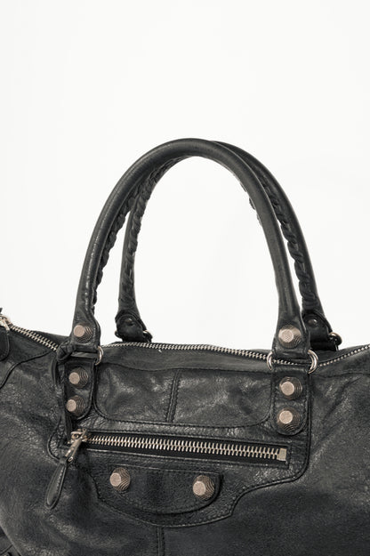 Balenciaga black giant stud moto city