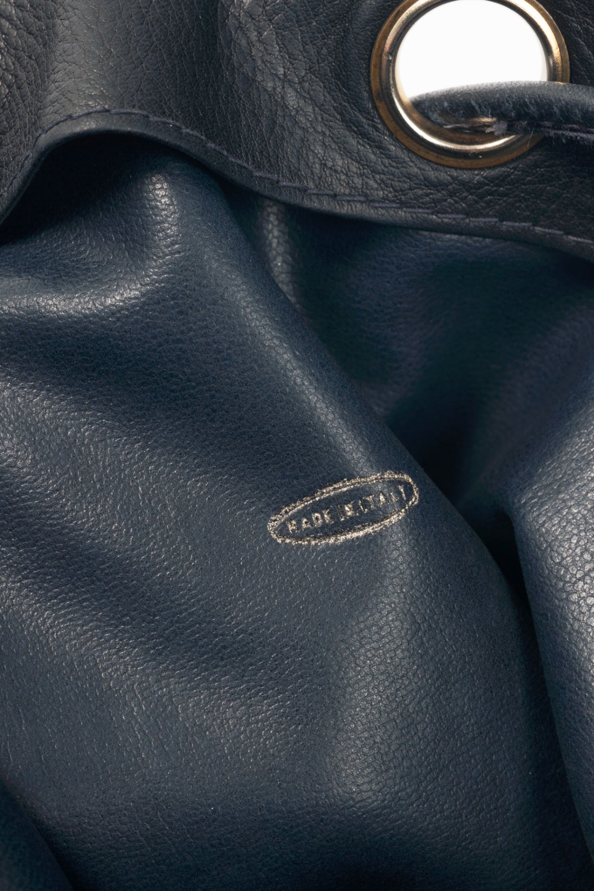 Chanel Vintage Navy Leather Quilted Bucket Bag