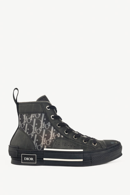 Christian Dior B23 Black Oblique-Canvas Lace-Up High-Top Sneakers