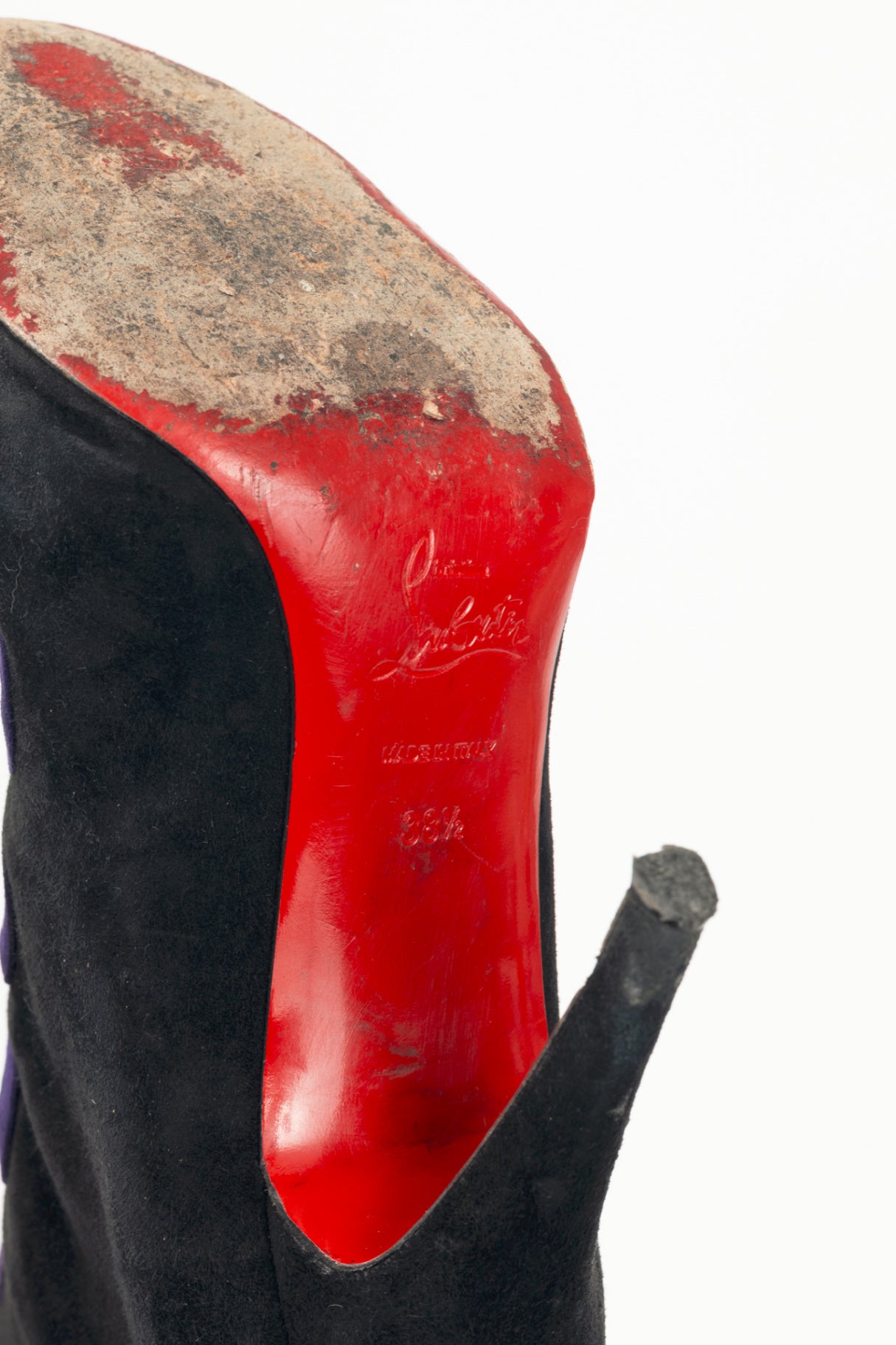 Christian Louboutin Et Trott 100 Black & Violette Veau Velours Booties