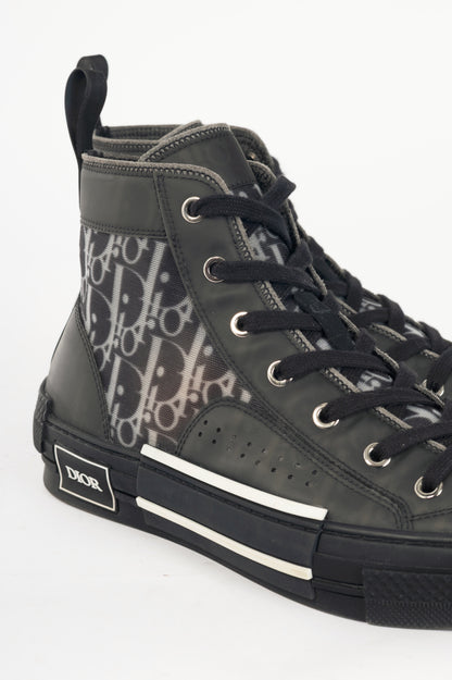Christian Dior B23 Black Oblique-Canvas Lace-Up High-Top Sneakers