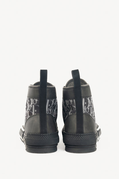 Christian Dior B23 Black Oblique-Canvas Lace-Up High-Top Sneakers