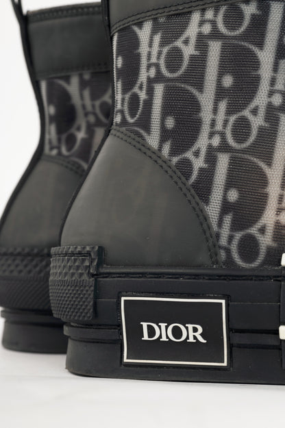 Christian Dior B23 Black Oblique-Canvas Lace-Up High-Top Sneakers