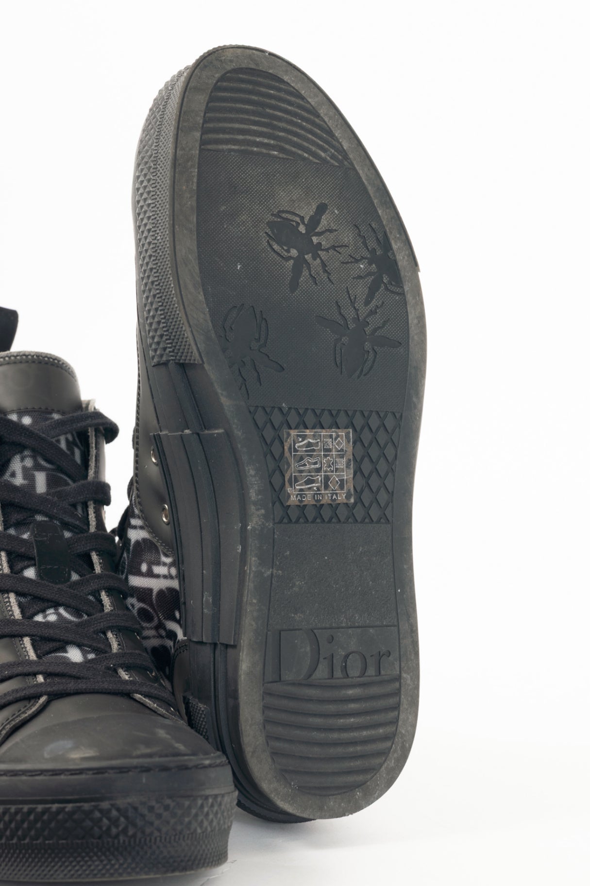 Christian Dior B23 Black Oblique-Canvas Lace-Up High-Top Sneakers