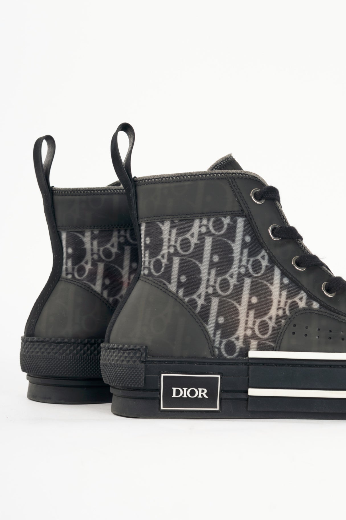 Christian Dior B23 Black Oblique-Canvas Lace-Up High-Top Sneakers