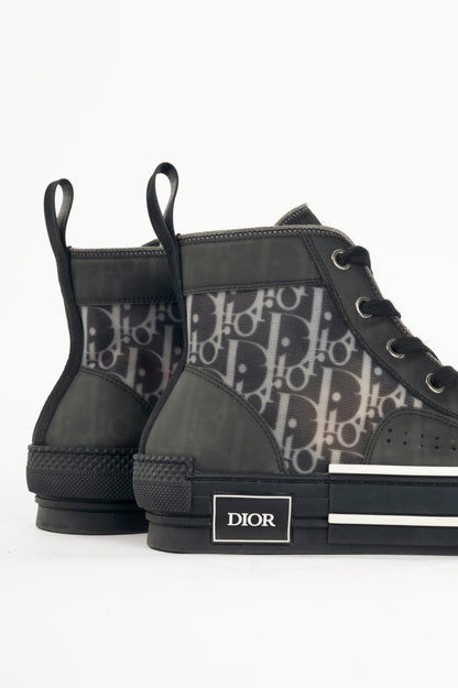 Christian Dior B23 Black Oblique-Canvas Lace-Up High-Top Sneakers