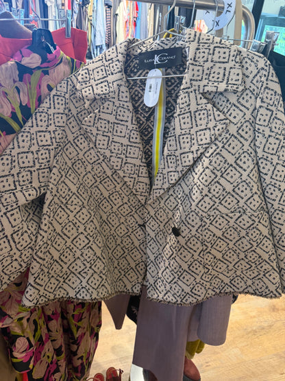 Luisa Cerano Beige and Black Geometric Structured Jacket