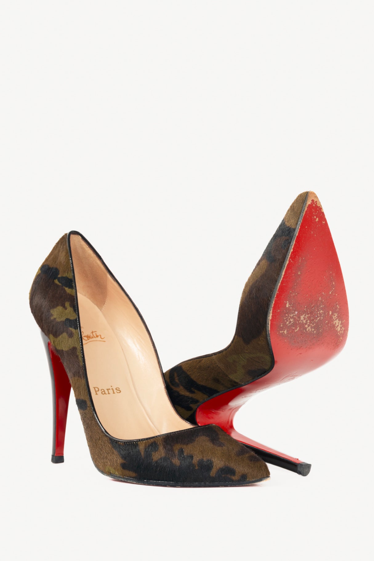 Christian Louboutin Pigalle Green Pony Camouflage Pointed-Toe Pumps