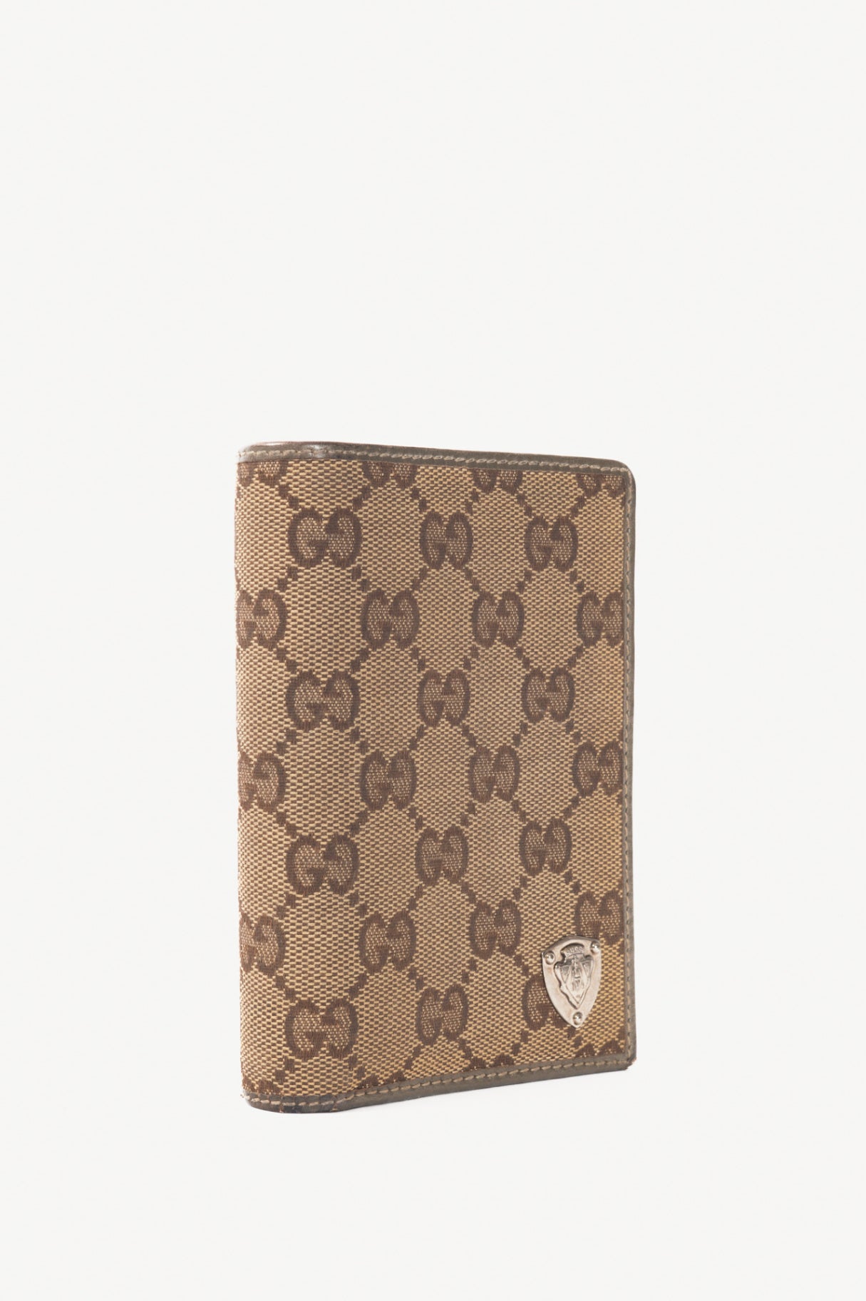 Gucci Beige GG-Canvas Crest Wallet