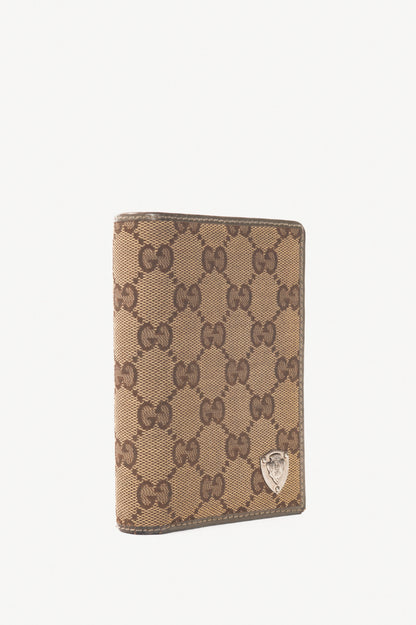 Gucci Beige GG-Canvas Crest Wallet