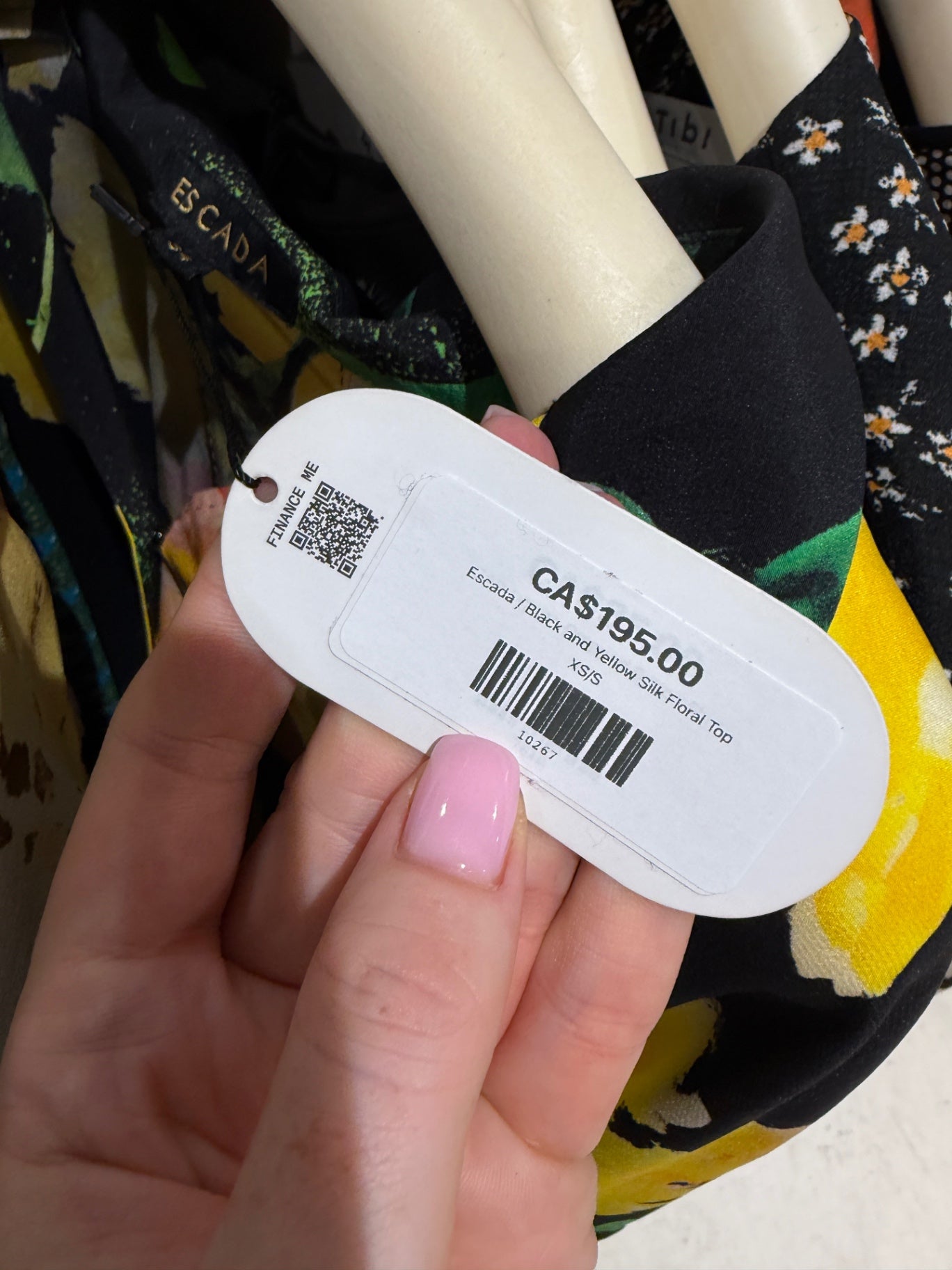 ESCADA Black and Yellow Silk Floral Top