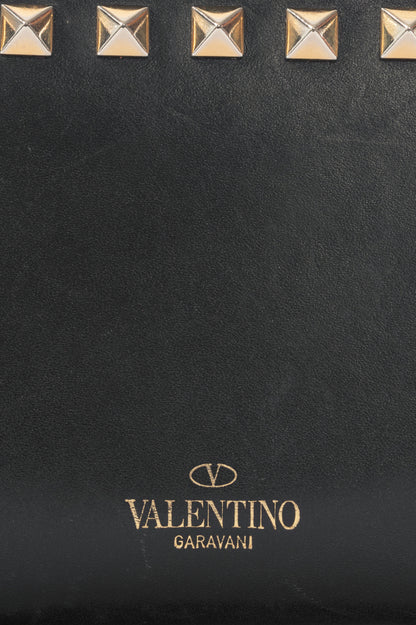Valentino Garavani Black Leather Rockstud Zip Wallet