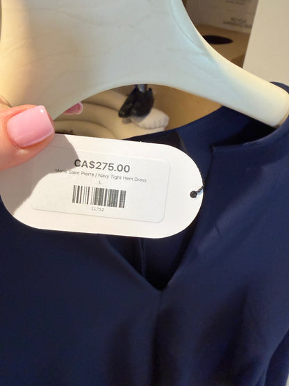 Marie Saint Pierre Navy Tight Hem Dress