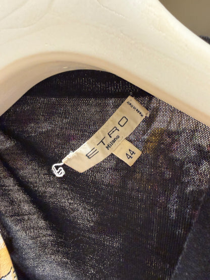 Etro Black purple silk detail open cardi